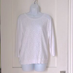 August Silk Women’s Long Sleeve Lace Detail Crew Neck Knit Summer Nights Top XL